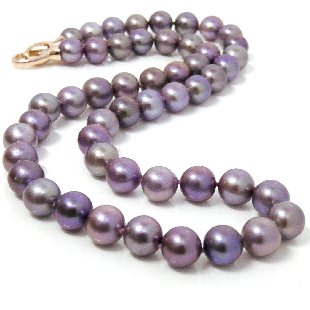 Purple Magenta Round Edison Pearl Necklace